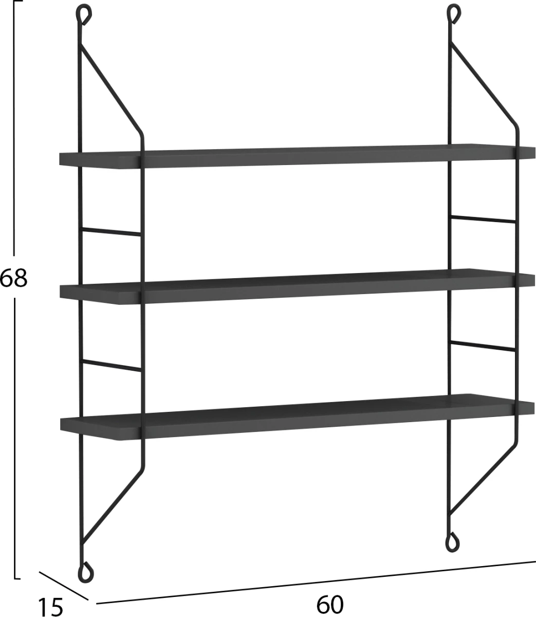 Rafte muri ACHALA FH9185.20, 60x15x68H cm