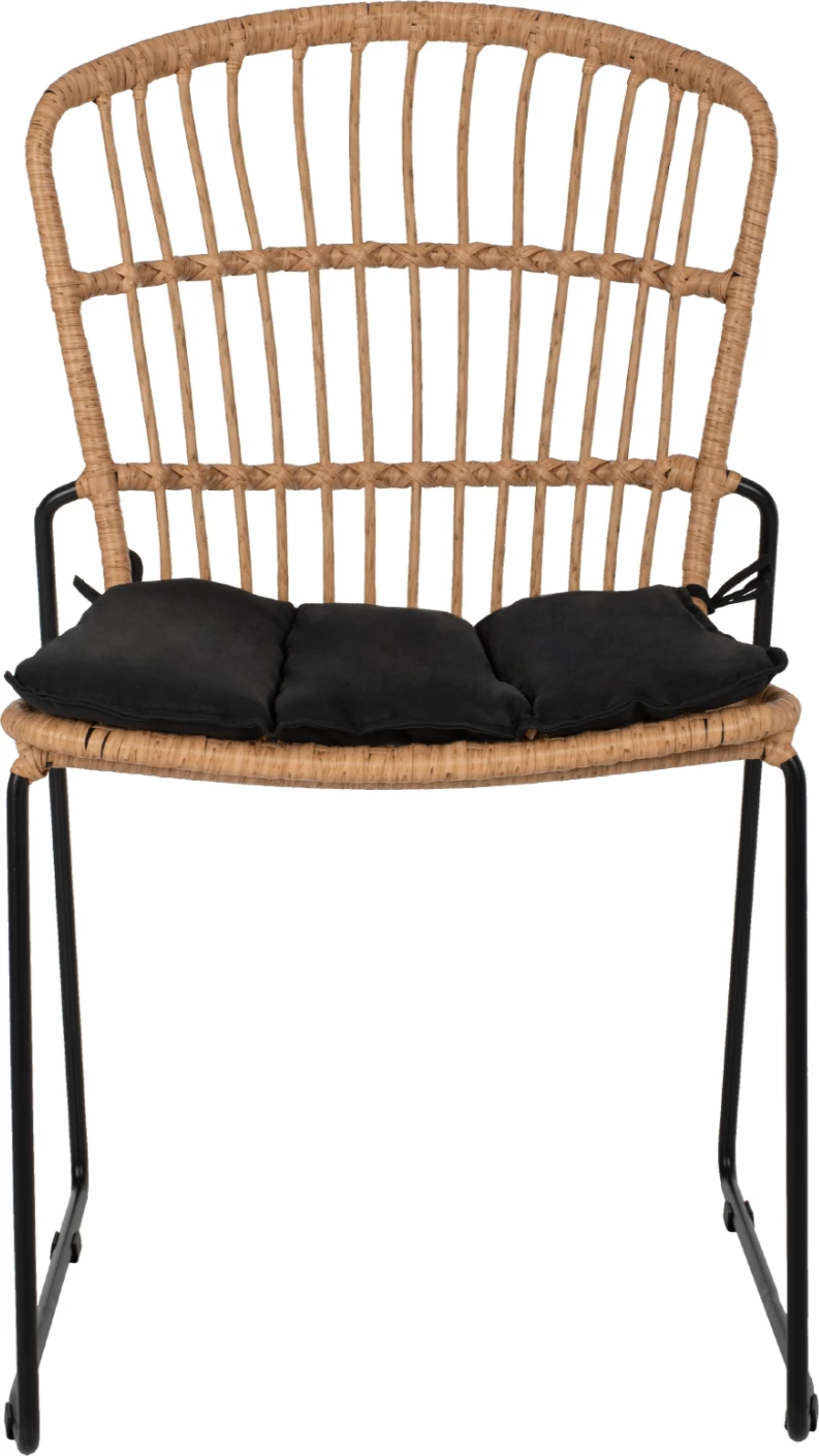 Karrige profesionale metalike, jastëk i zi, rattan natyral, 51.5x58x86 cm, FH5866.01