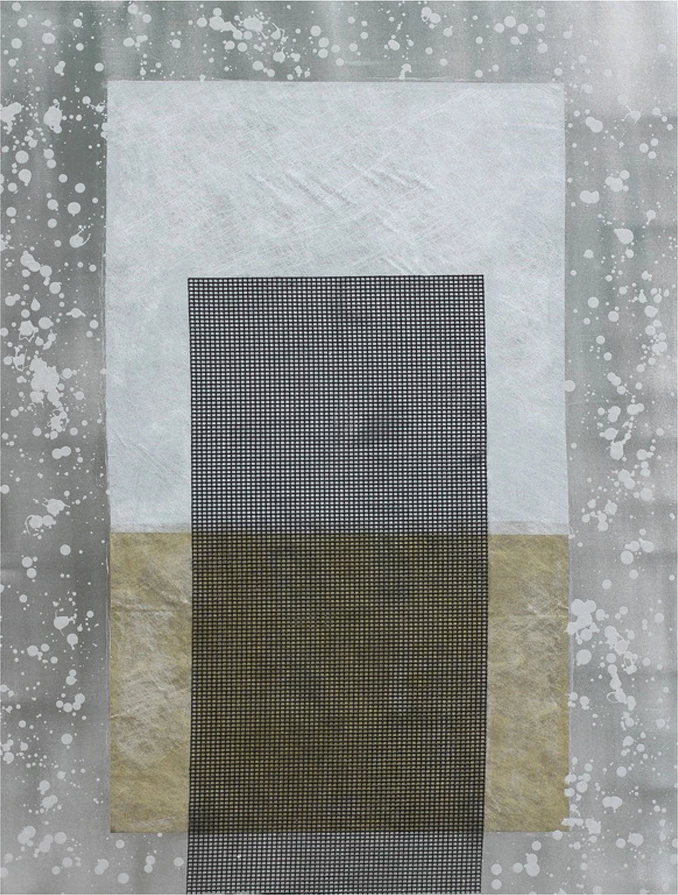 Pikturë abstrakte dekorative, kanavacë, ngjyrë gri, argjend, ari, 76x100x4cm