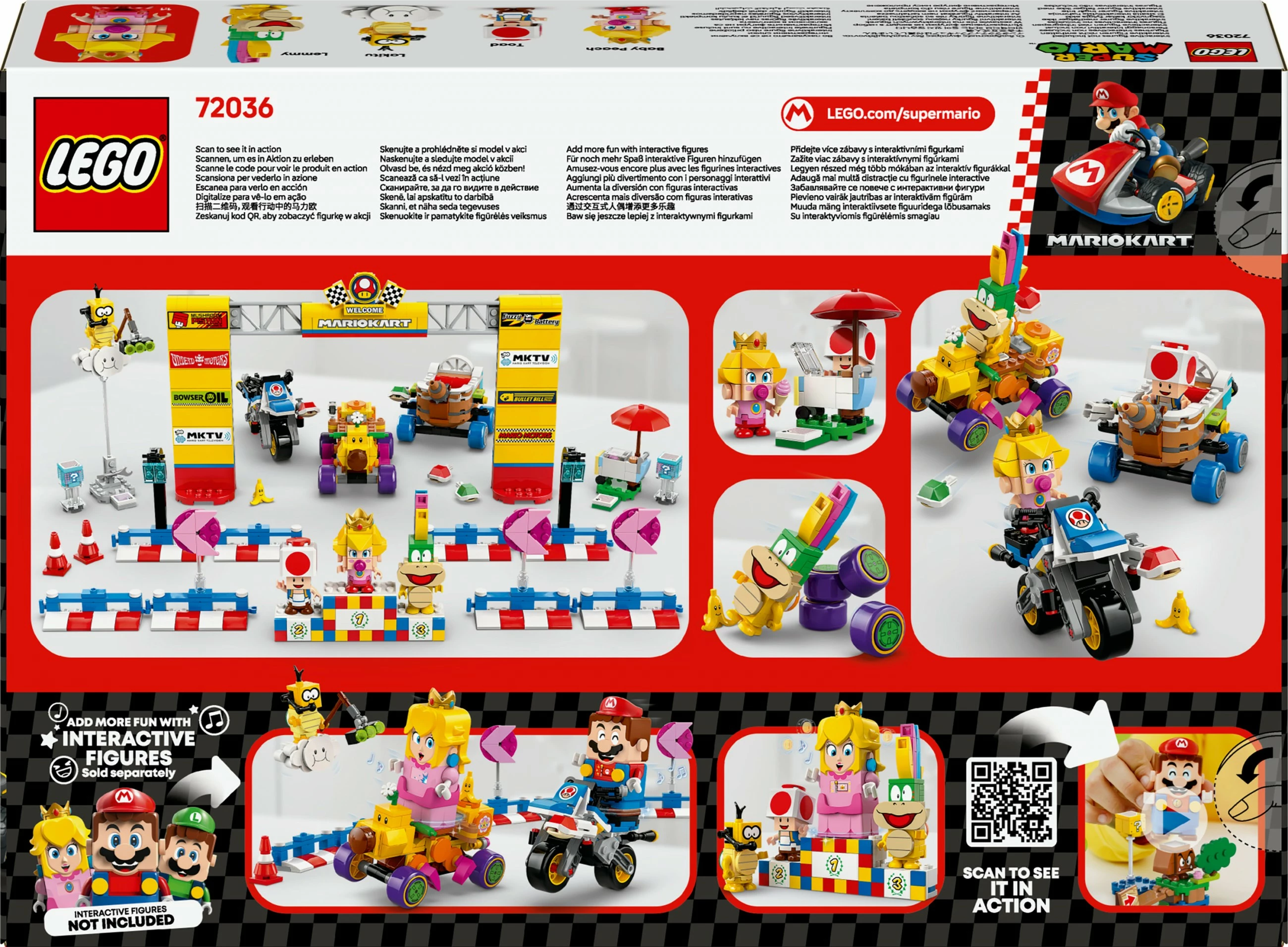 Set ndërtimi LEGO Super Mario Mario Kart Baby Peach & Grand Prix 823 pjesë, multingjyrësh
