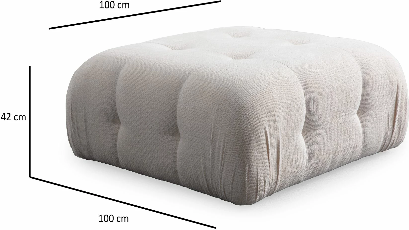 Kënd-sofë Amaris 3 vendesh me pouffe, e bardhë