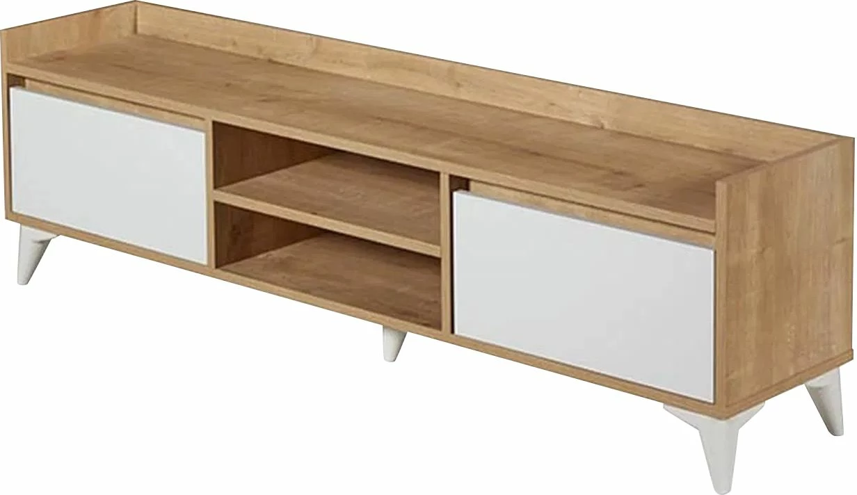 Komodë TV Skye Decor, ngjyrë lisi dhe e bardhë, Tuval 045