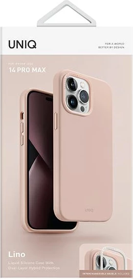 Mbështjellës UNIQ Lino për iPhone 14 Pro Max, Rozë