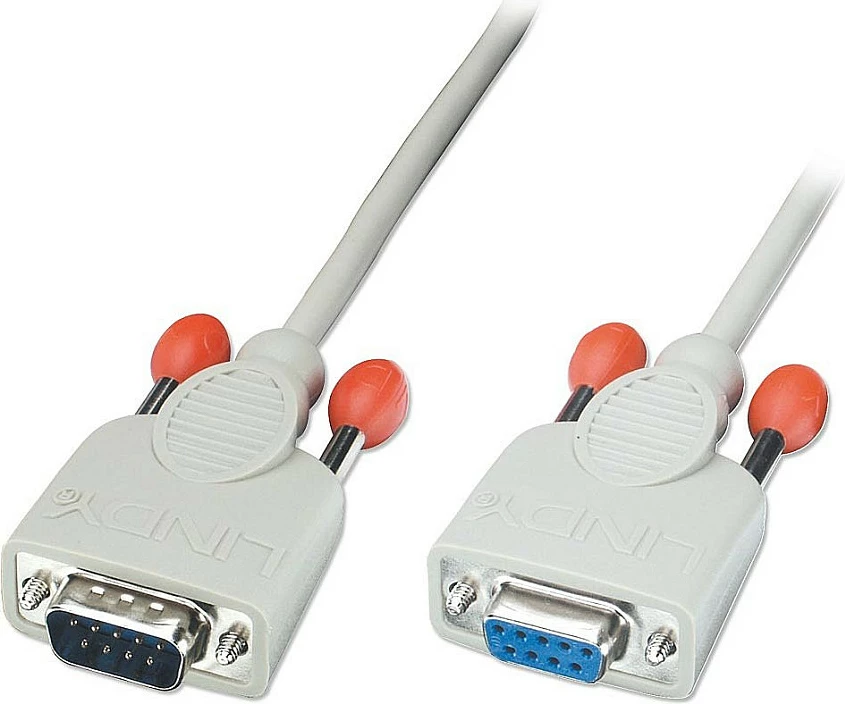Kablë zgjatëse seriale LINDY DB9 (9-pin) Mashkull-Femër, 2 m, Gri