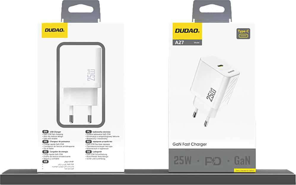Karikues muri Dudao A27, 25W, GaN, USB-C, Bardhë
