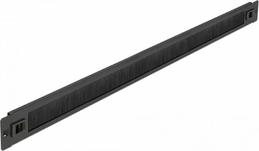 Panel me furçë DeLOCK 19" 1U për rack, montim pa mjete, i zi