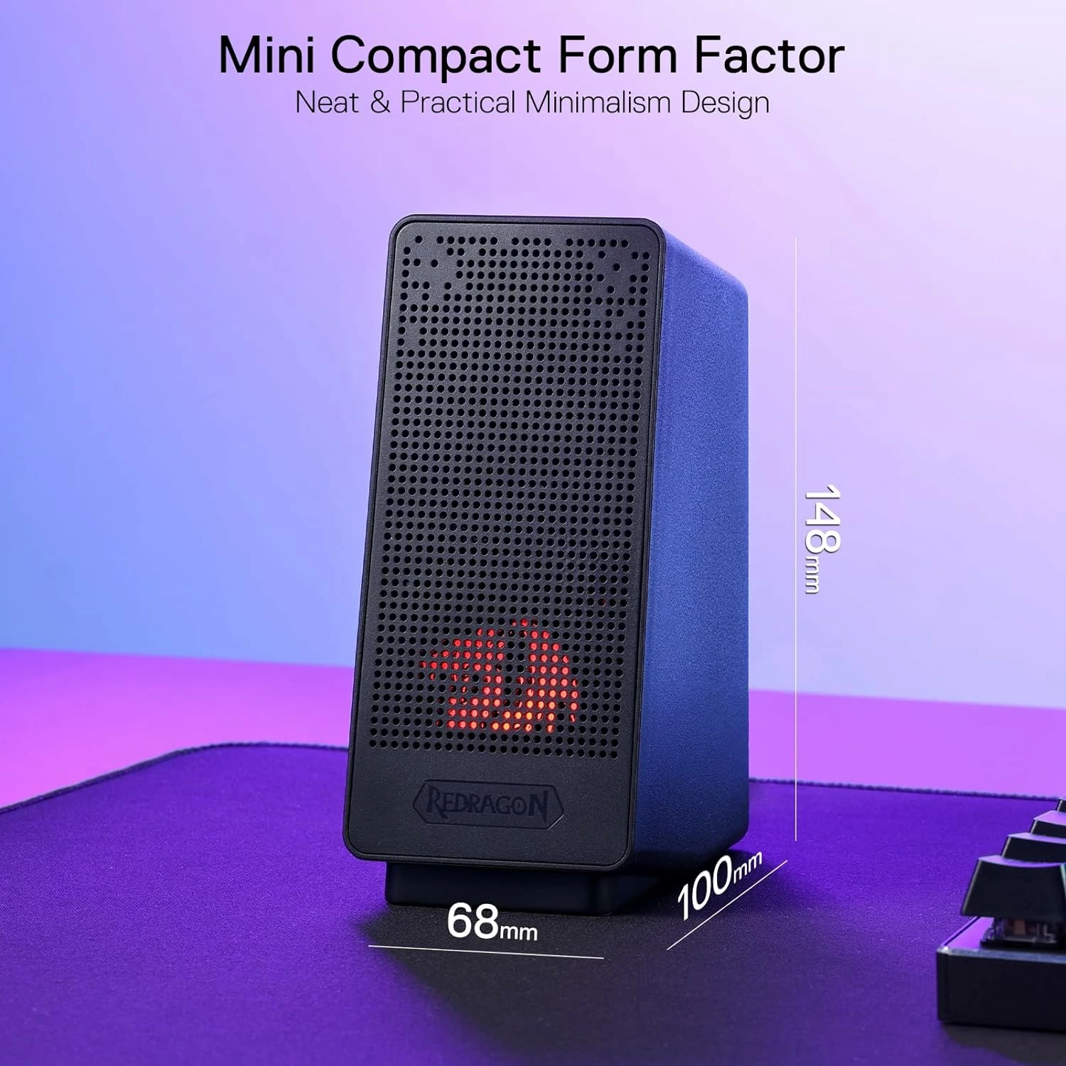 Altoparlantë Redragon Ranch GS513 2.0, USB + 3.5mm, me LED të kuq, të zeza, set 2 copë