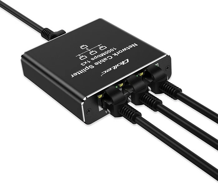 Switch i vogël Qoltec 52294, 3 porta RJ45, 1Gb/s, alumini, USB-C