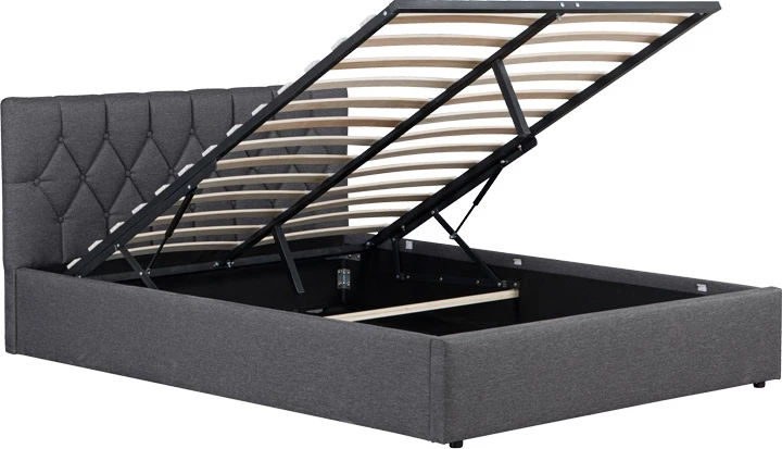 Krevat dopio Kamaho, stof, antracit, me hapësirë për depo, 160x200cm