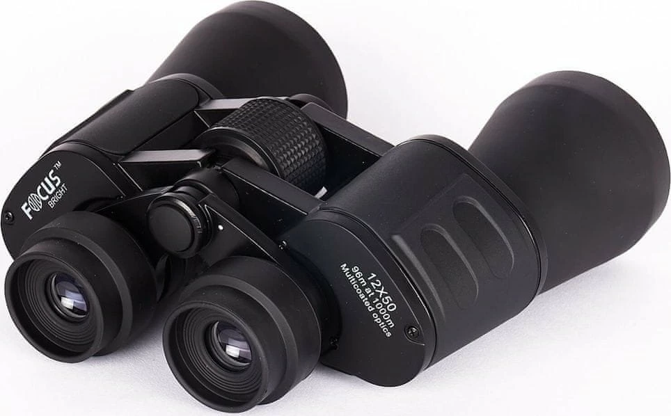 Lornetë Focus Bright 12x50, e zezë, set me çantë, rrip dhe leckë pastrimi