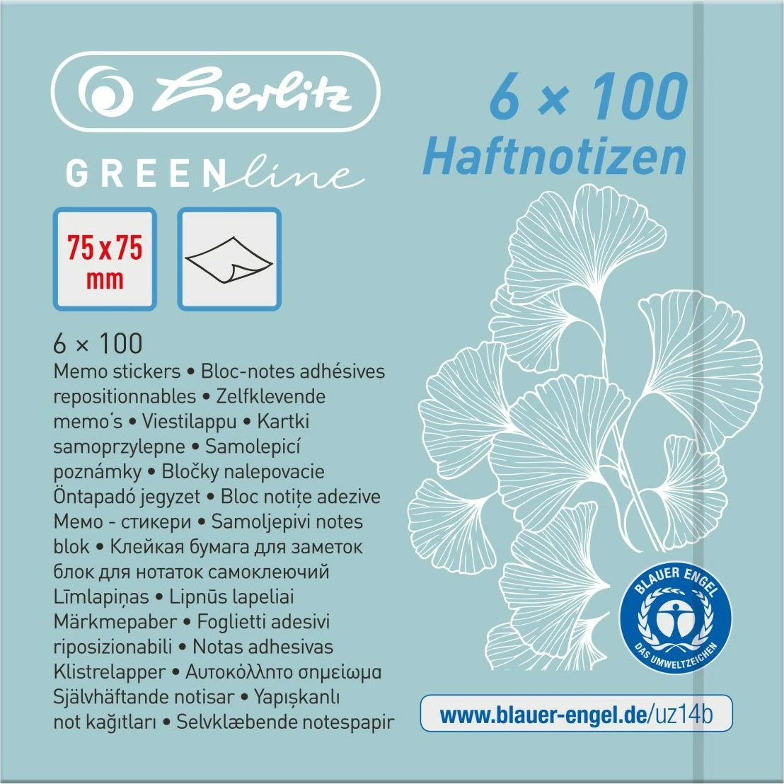 Memo ngjitës herlitz 50033430, 75x75mm, 600 fletë, ngjyra të përziera