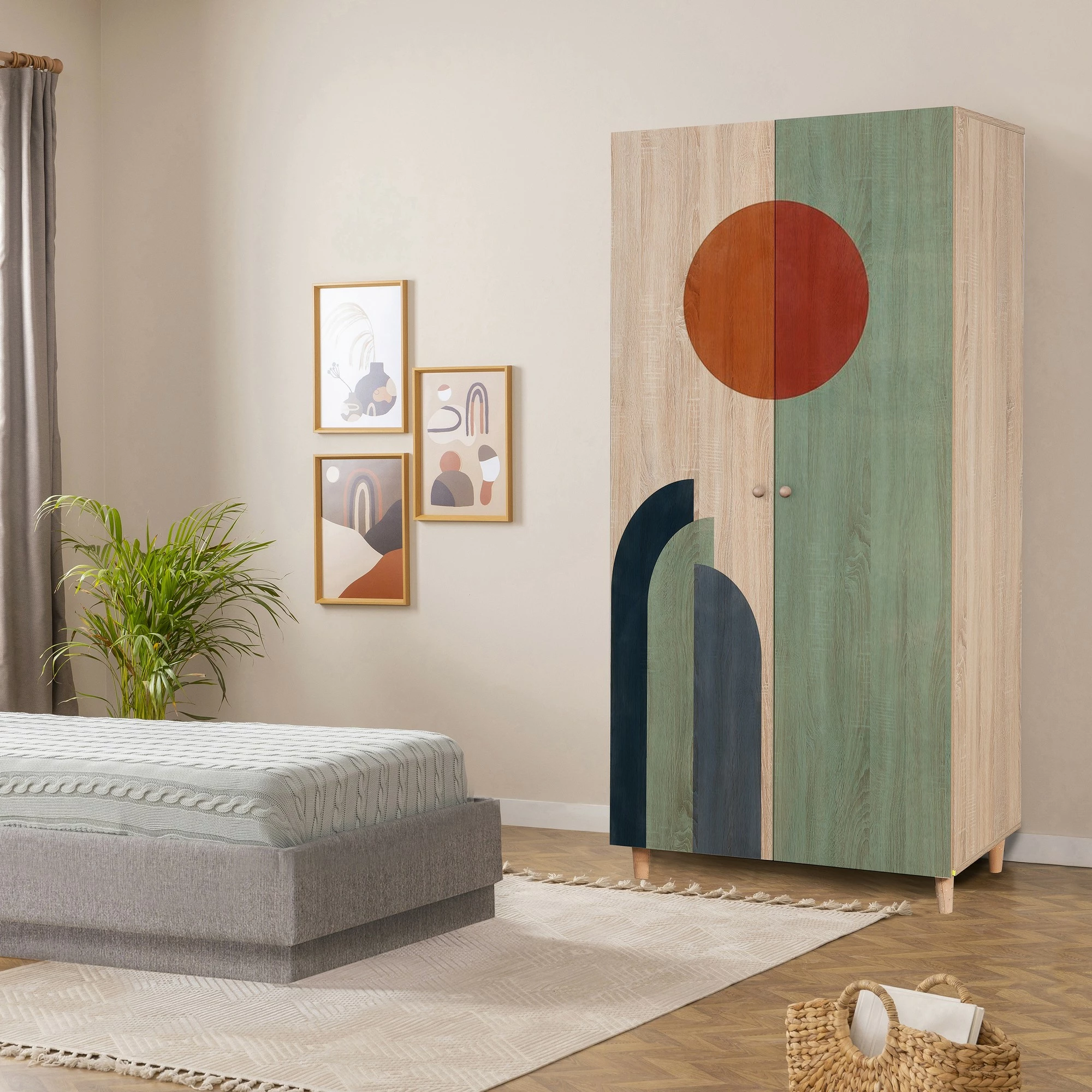 Dollap Hanah Home, Lidya 2, ngjyrë sonomo, 90x192x52cm