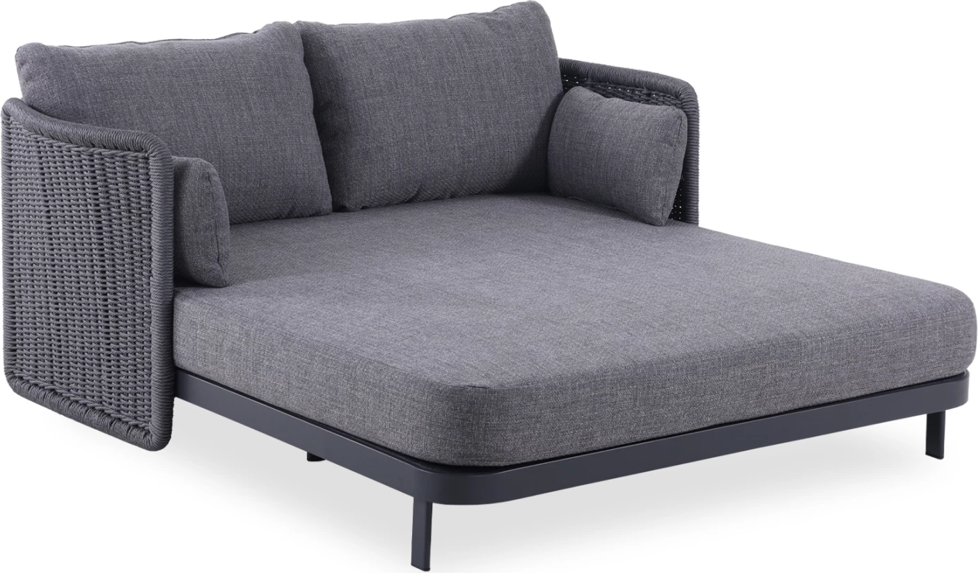 Daybed dy-vendësh DESTINY, alumin & p.e. wicker, ngjyrë qymyr, CD6408.02, 202x170x73.5cm