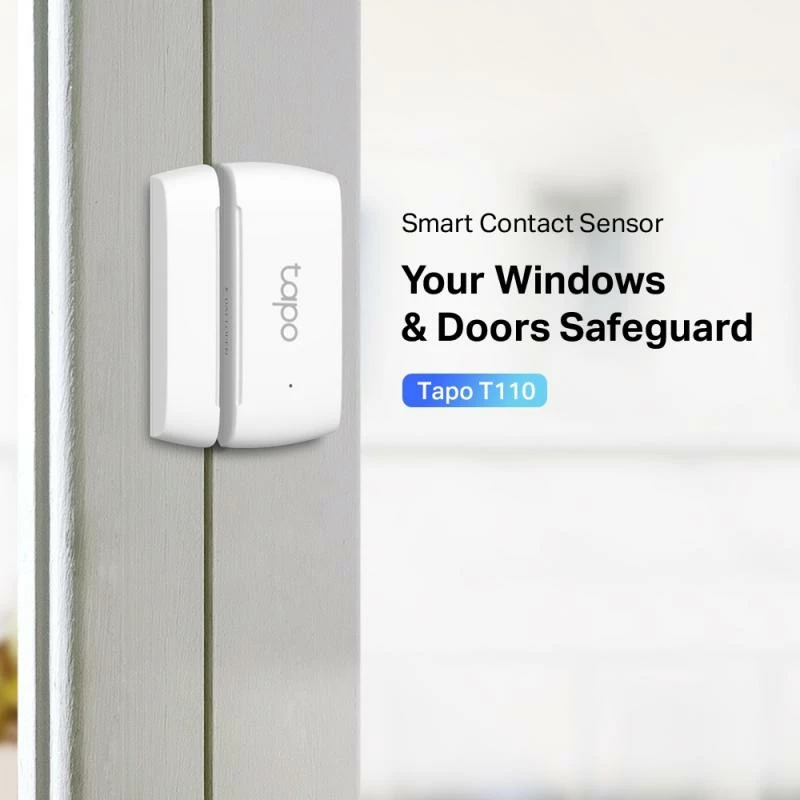 Sensor kontakti smart, TP-Link Tapo T110, për dyer/dritare, njoftime në aplikacion, i bardhë