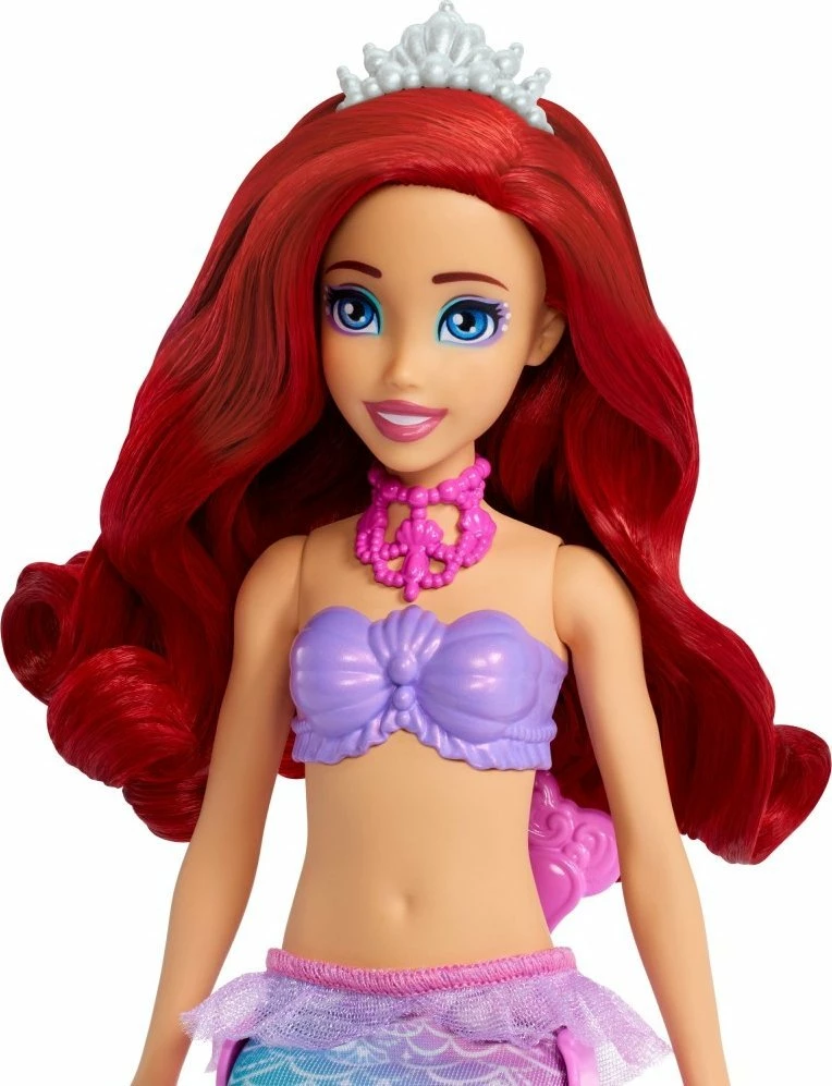 Set kukull Disney Princess Ariel me tavolinë grimi Pearl, Mattel JBF86, 28 cm, 5 surpriza