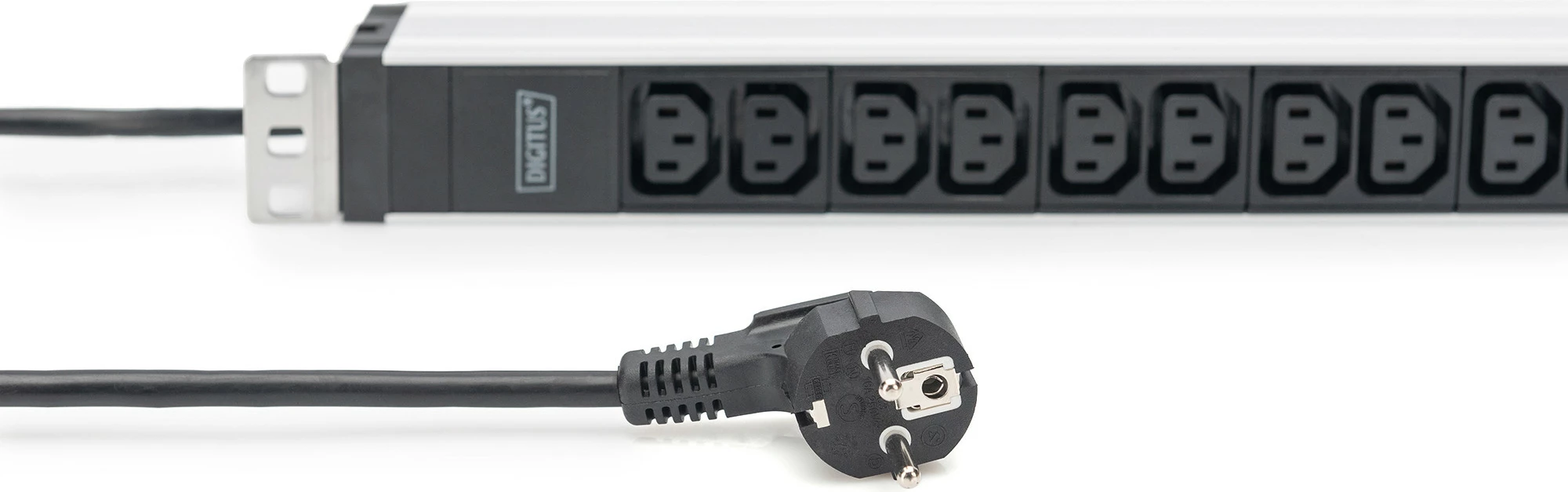 Listë prizash Digitus PDU 1U, 12x C13, 16A, alumini