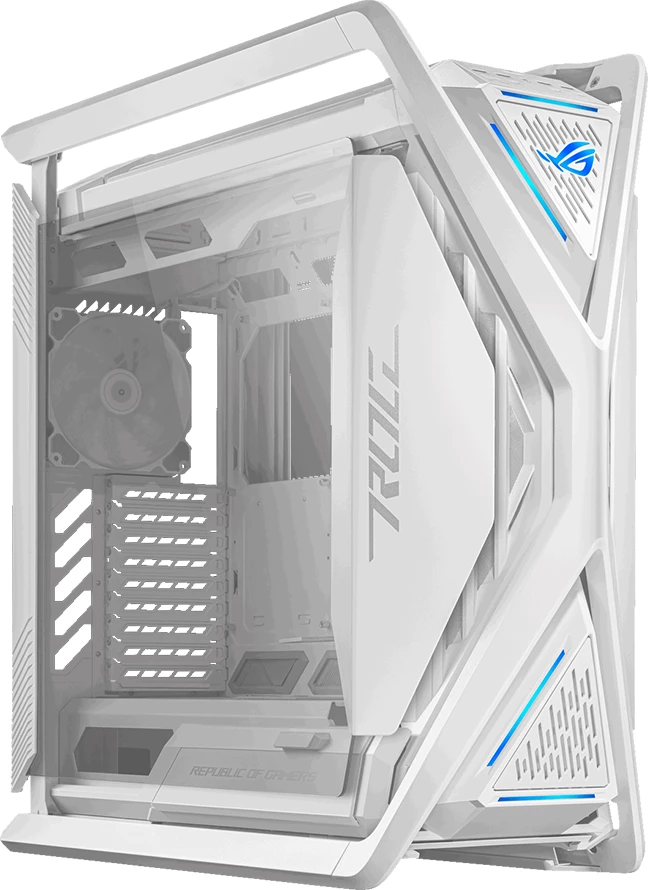 Kasë ASUS ROG Hyperion GR701 E-ATX, 4x140mm fanë, mbështetje radiator 2x420mm, ARGB hub, Aura Sync, 2x USB Type-C, karikim 60W, e bardhë