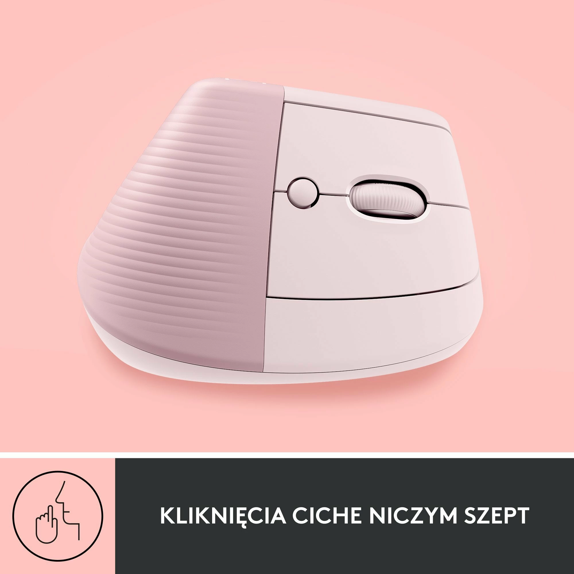 Maus Logitech Lift 910-006478 ergonomik vertikal wireless 4000 DPI, roze