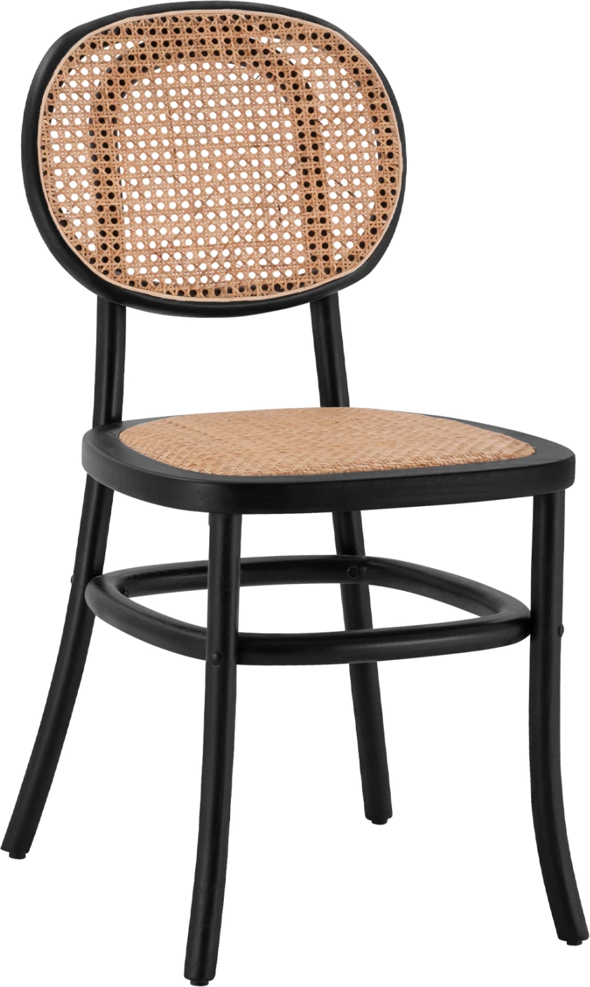 Karrige druri me ratan, ngjyrë e zezë, FH8747, 44x51x87 cm