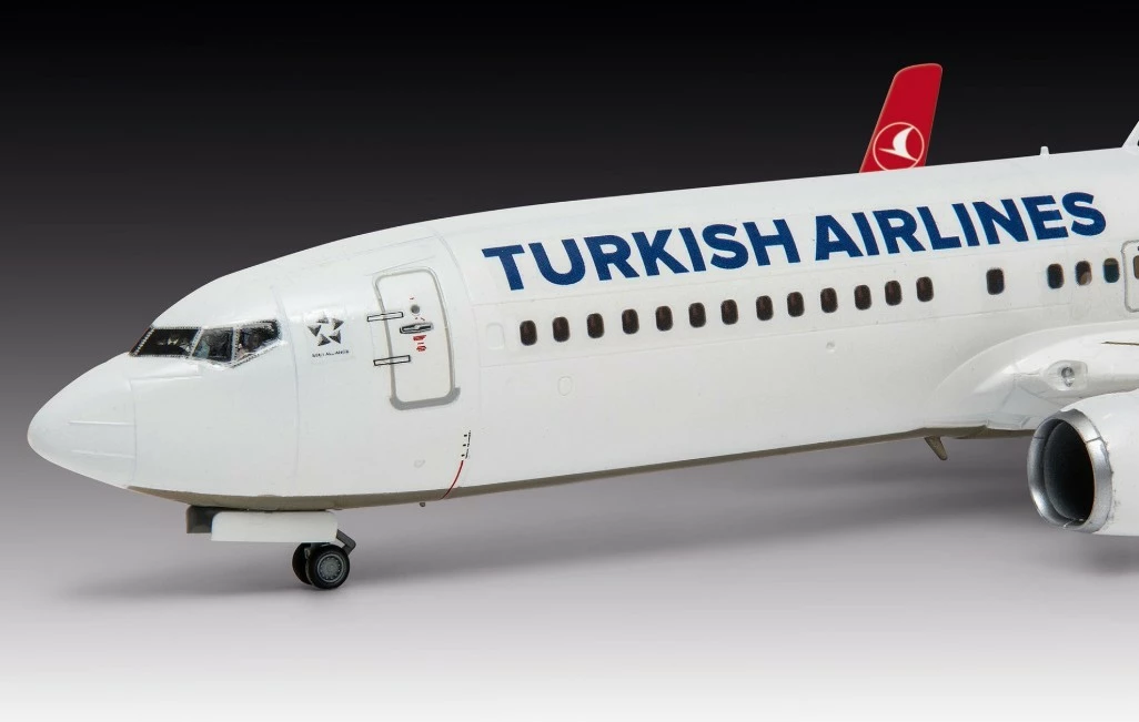 Komplet model plastik Revell Boeing 737-800 Turkish Airlines, 1:144, 63 pjesë, Bardhë/Kuqe