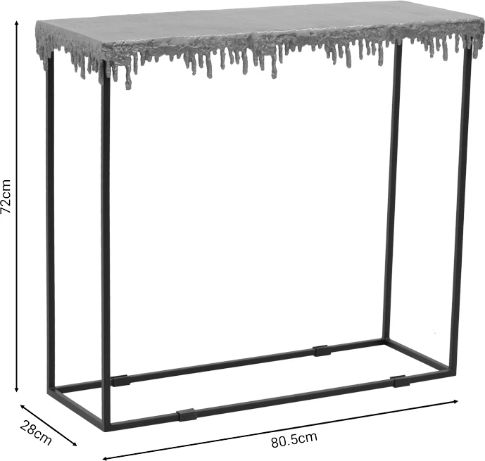 Tavolinë konzolë Bulco Inart, metal, ngjyrë ari-e zezë, 80.5x28x72cm