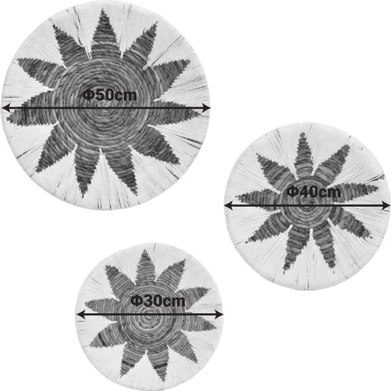 Dekor muror Circy, set 3 copësh, thurje shkopi, ngjyrë e zezë-bezhë