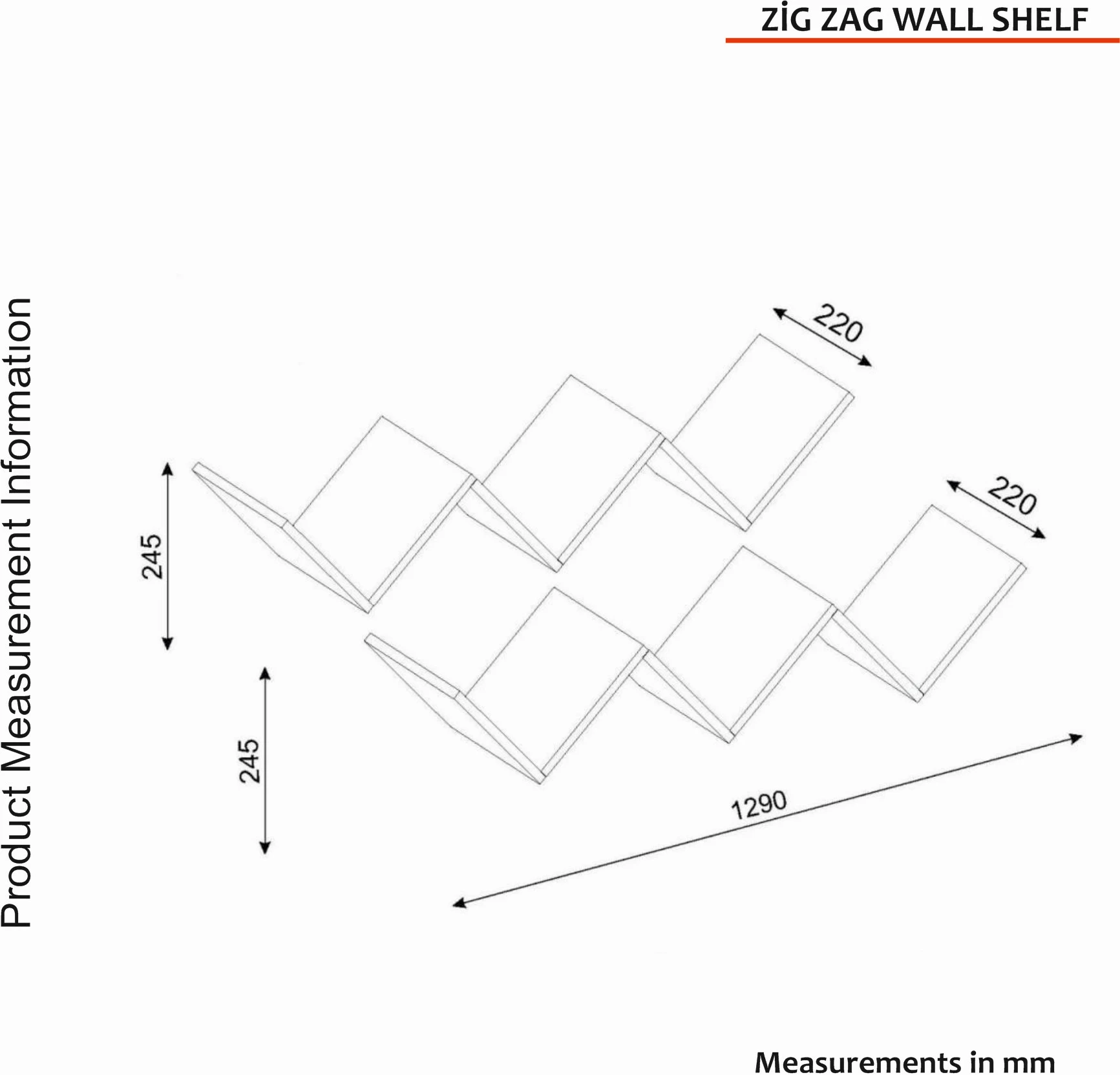 Raft muri Zig Zag, i bardhë, Hanah Home