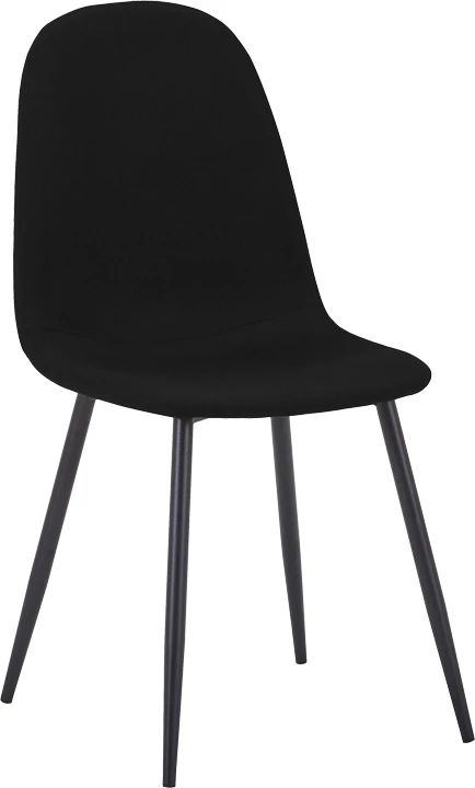 Karrige ngrënieje Bella, set prej 4 copash, material tekstili i zi, këmbë metali të zeza, 43.5x52x89cm