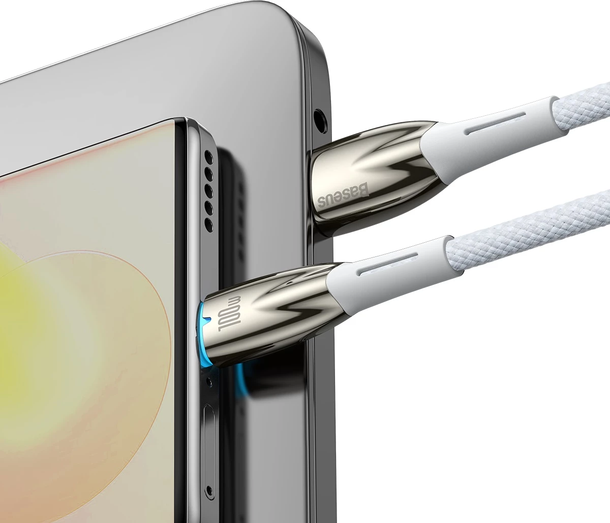 Kabllo karikimi dhe të dhënash Baseus Glimmer Series, USB-A në USB-C, 1m, 100W, Bardhë