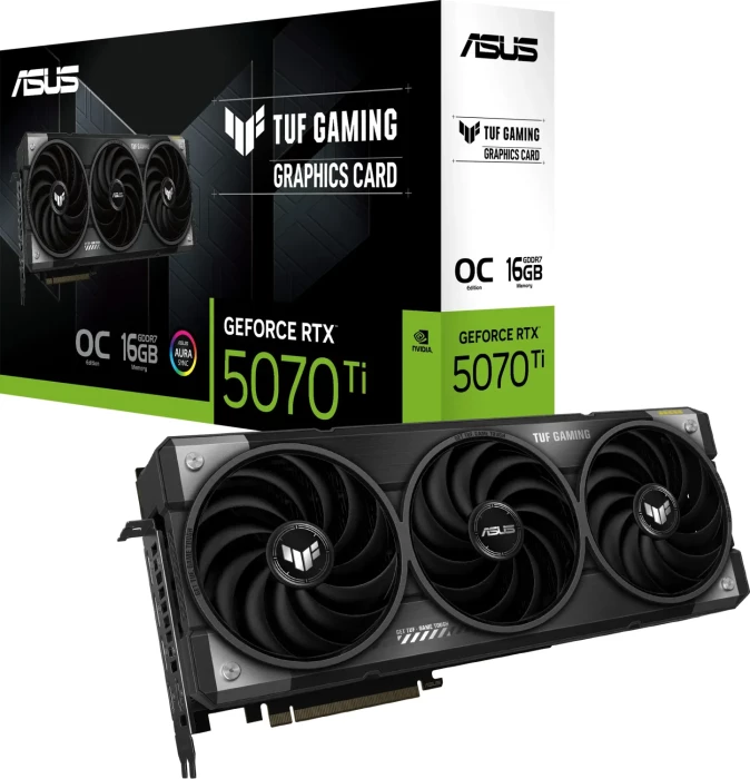Kartelë grafike ASUS TUF Gaming GeForce RTX 5070 Ti TUF-RTX5070TI-O16G-GAMING, 16GB GDDR7, PCIe 5.0, OC, e zezë