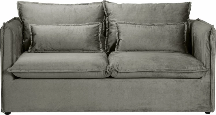 Divan dy vendësh, me mbulesë të heqshme, kadife gri, 176x90x87