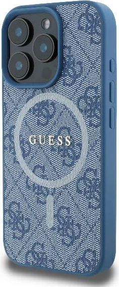 Mbështjellës Guess 4G Ring Classic Logo MagSafe për iPhone 16 Pro, Kaltër