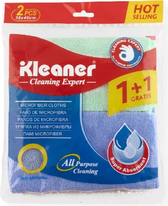 Set leckash mikrofibër për pastrim Kleaner, 1+1, 38x40 cm 