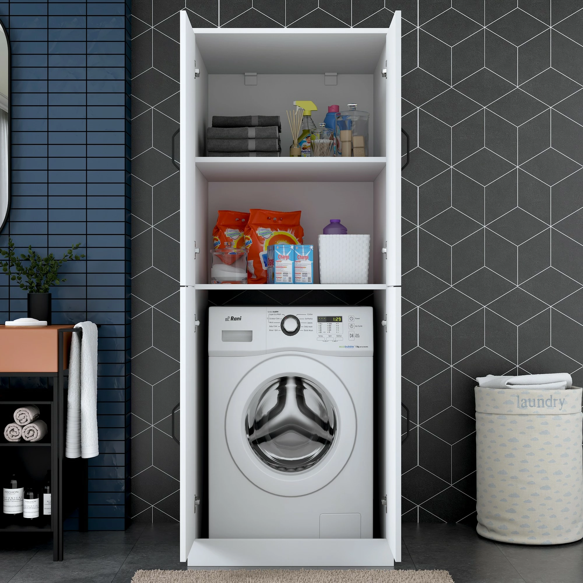 Dollap për lavatriçe, i bardhë, Hanah Home, KD109 - 3198