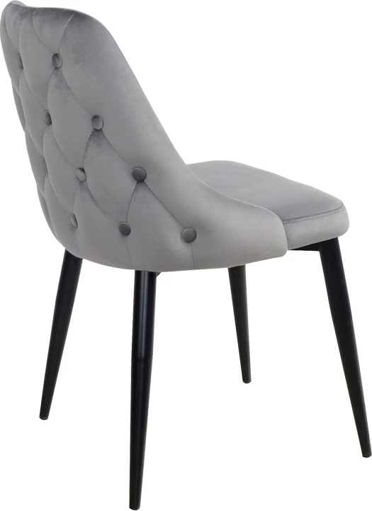 Karrige Zedna, kadife gri, këmbë metalike të zeza, 51x58x84cm