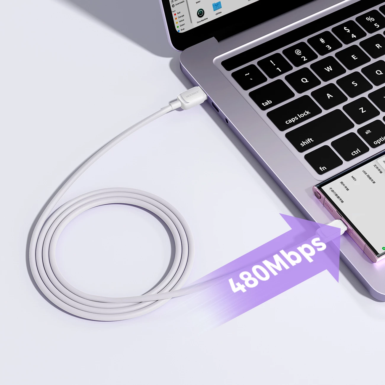 Kabllo Joyroom Multi-Color Series A14, USB-A / USB-C, 1.2m, Bardhë