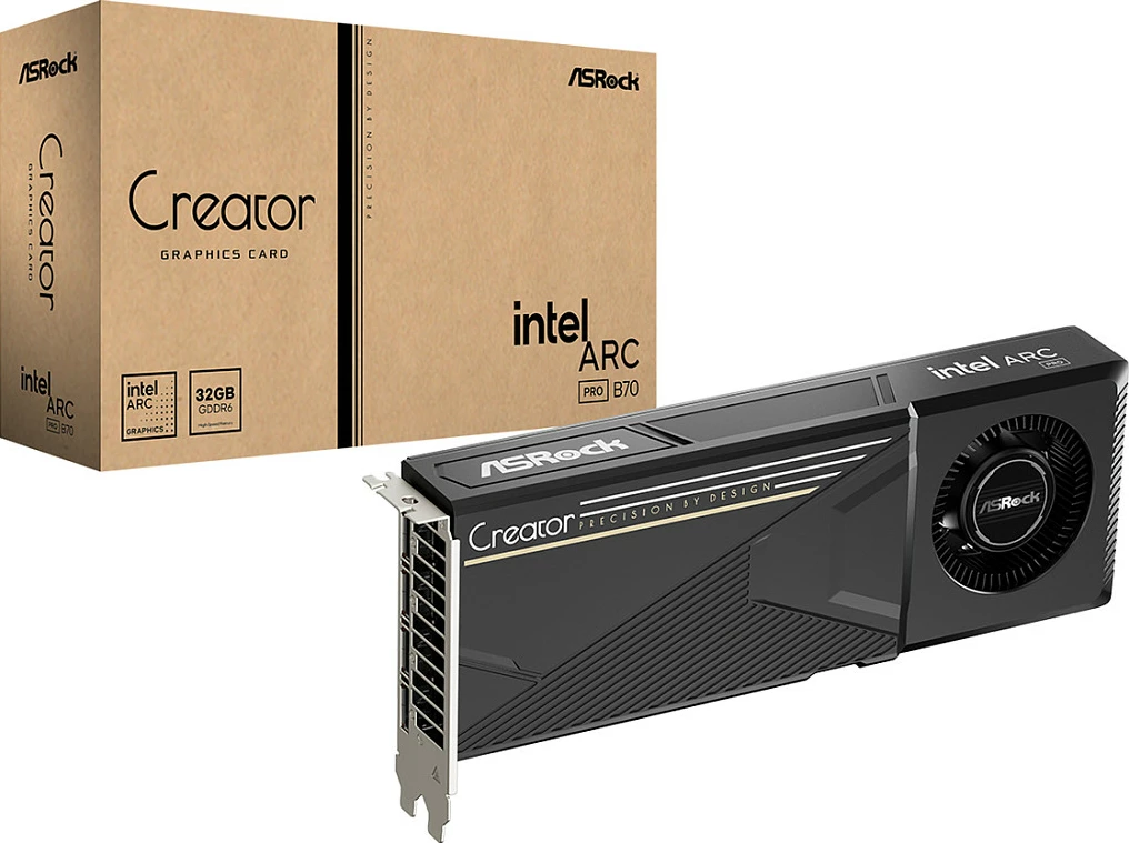 Kartelë grafike ASRock Intel Arc Pro B70, 32GB GDDR6, blower, e zezë
