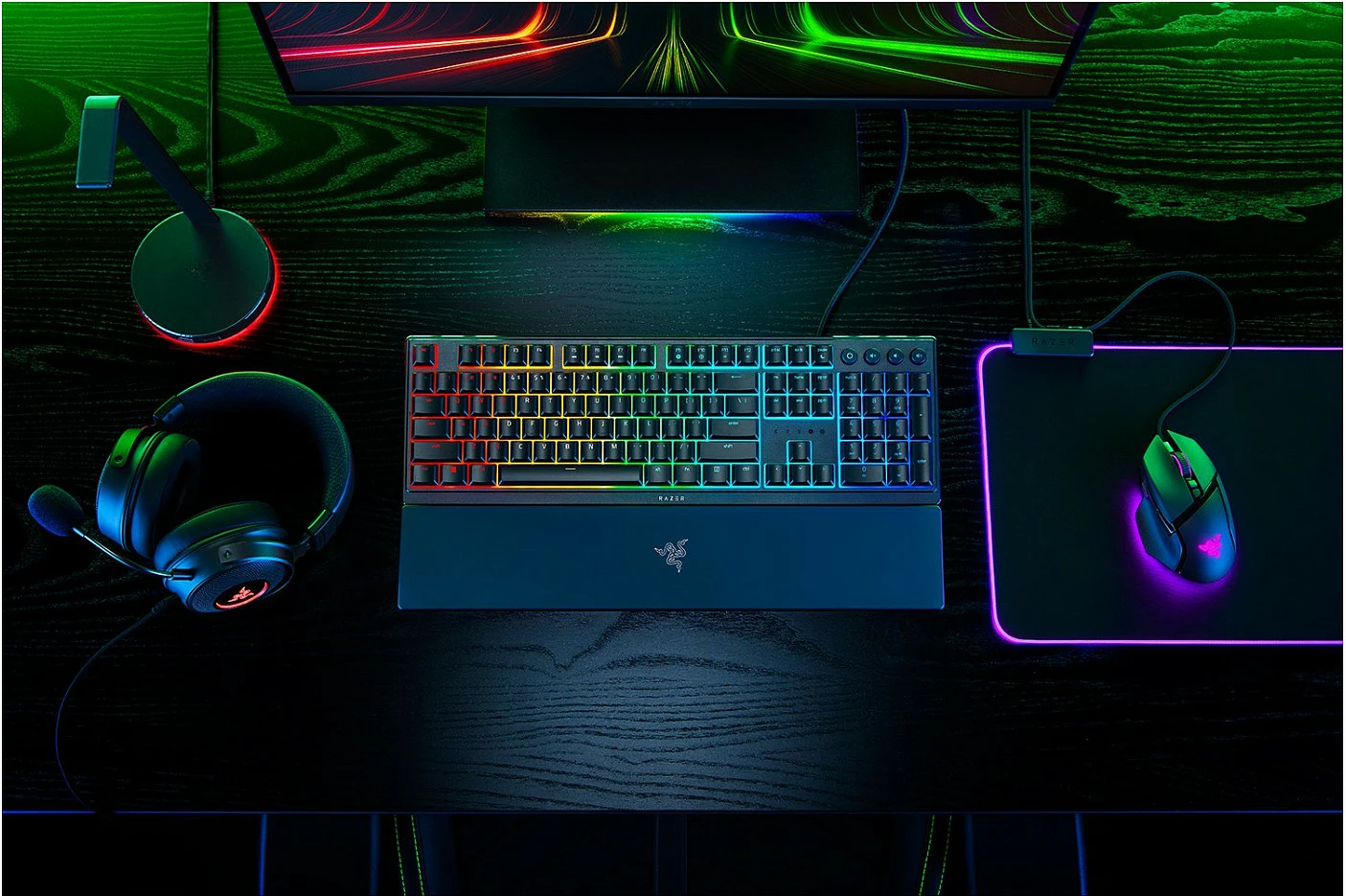 Tastierë gaming Razer Ornata V3, RGB, me kabllo, DE-Layout, me mbështetëse dore, e zezë