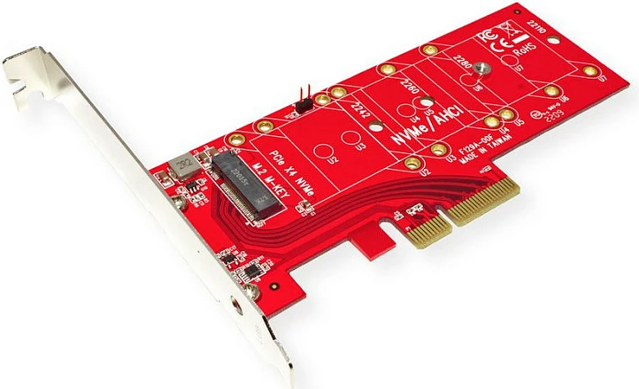 Adapter PCIe ROLINE 15.06.2196 për SSD NVMe (M.2), PCIe 4.0, 3.3V 5A, e kuqe