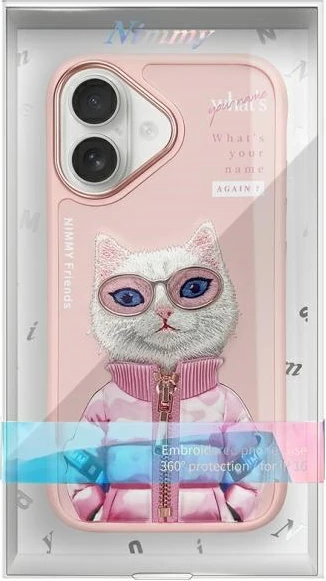 Mbështjellës Nimmy Cool&Cute 2.0 Cat për iPhone 16 6.1", hardcase, Rozë