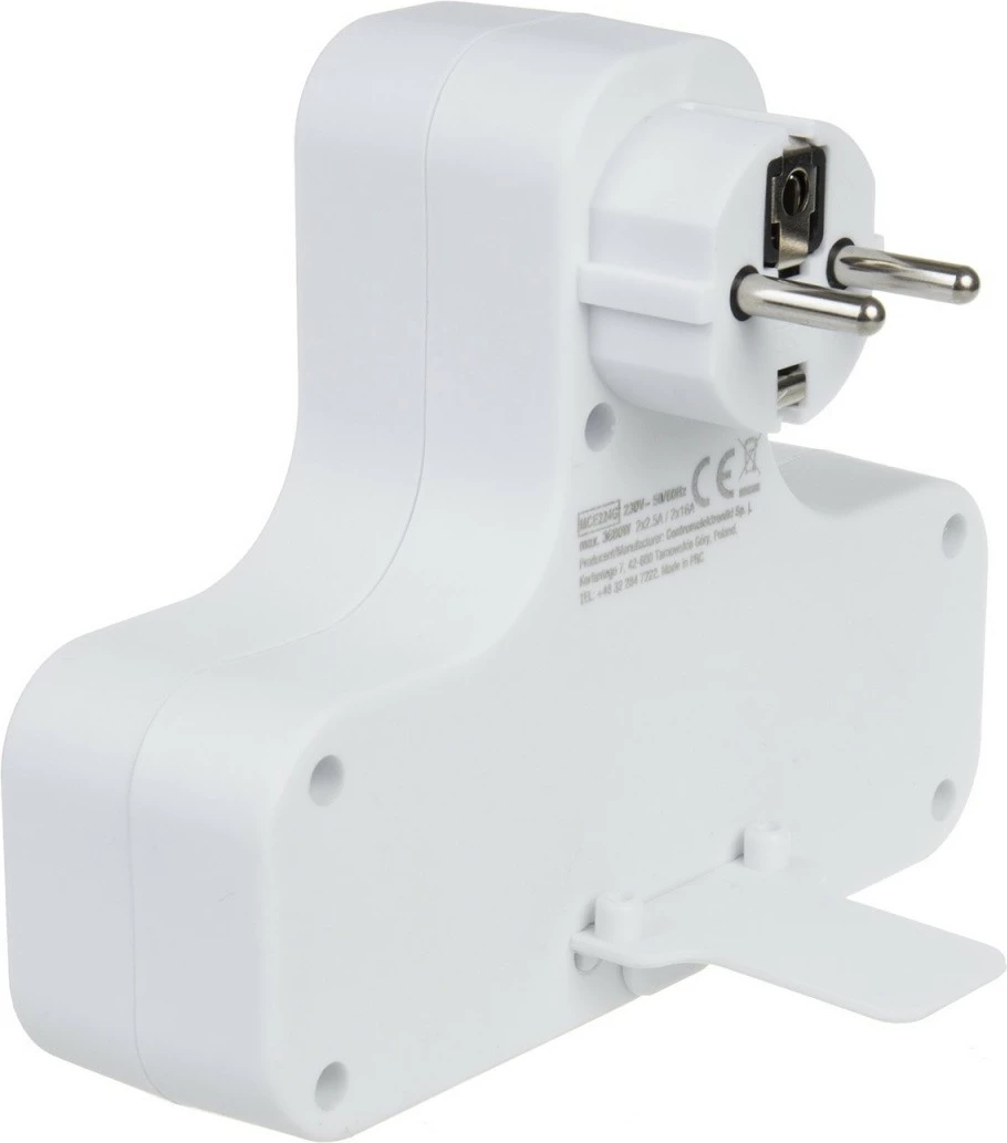 Prizë shumëfishe Maclean MCE224F (MCE224 G), 4 dalje (2x Type F Schuko + 2x Type C), me switch, e bardhë