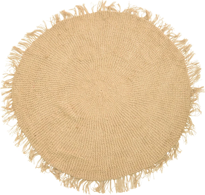 Qilim i rrumbullakët prej jute, ngjyrë natyrale, Chata Inart, 120x1cm