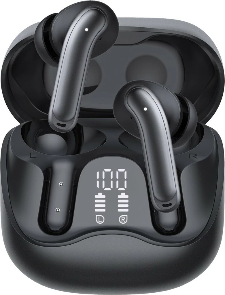 Kufje wireless Audiocore AC591 PRO me ANC/ENC, 6 mikrofona, Bluetooth 5.4, kuti karikimi USB‑C, e zezë