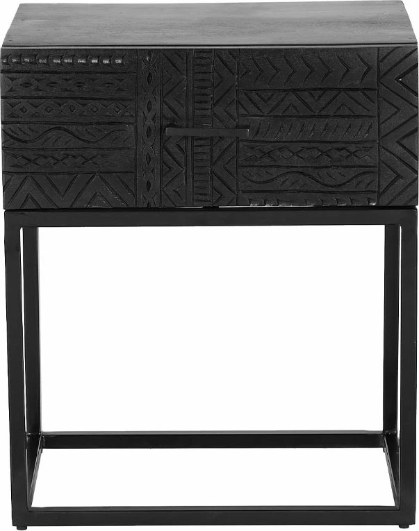 Komodinë AZTEC me 1 sirtar, ngjyrë e zezë, 50x35x60