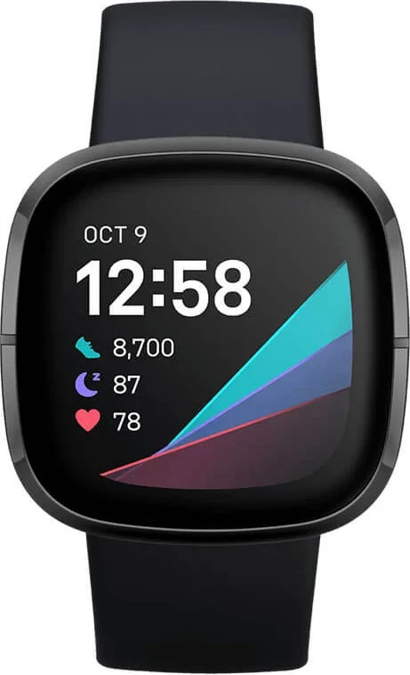 Smartwatch Fitbit Sense FB512BKBK, GPS, EDA stres, sensor temperature lëkure, rezistent uji 50 m, bateri deri 6 ditë, Carbon/Graphite
