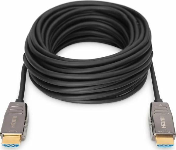 Kabllo HDMI Digitus AK-330126-200-S 20m 8K@60Hz HDMI 2.1 AOC hibride fiber, e zezë