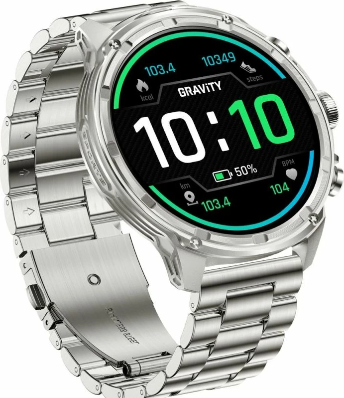 Smartwatch Gravity GT41-3, rrip i argjendtë + byzylyk