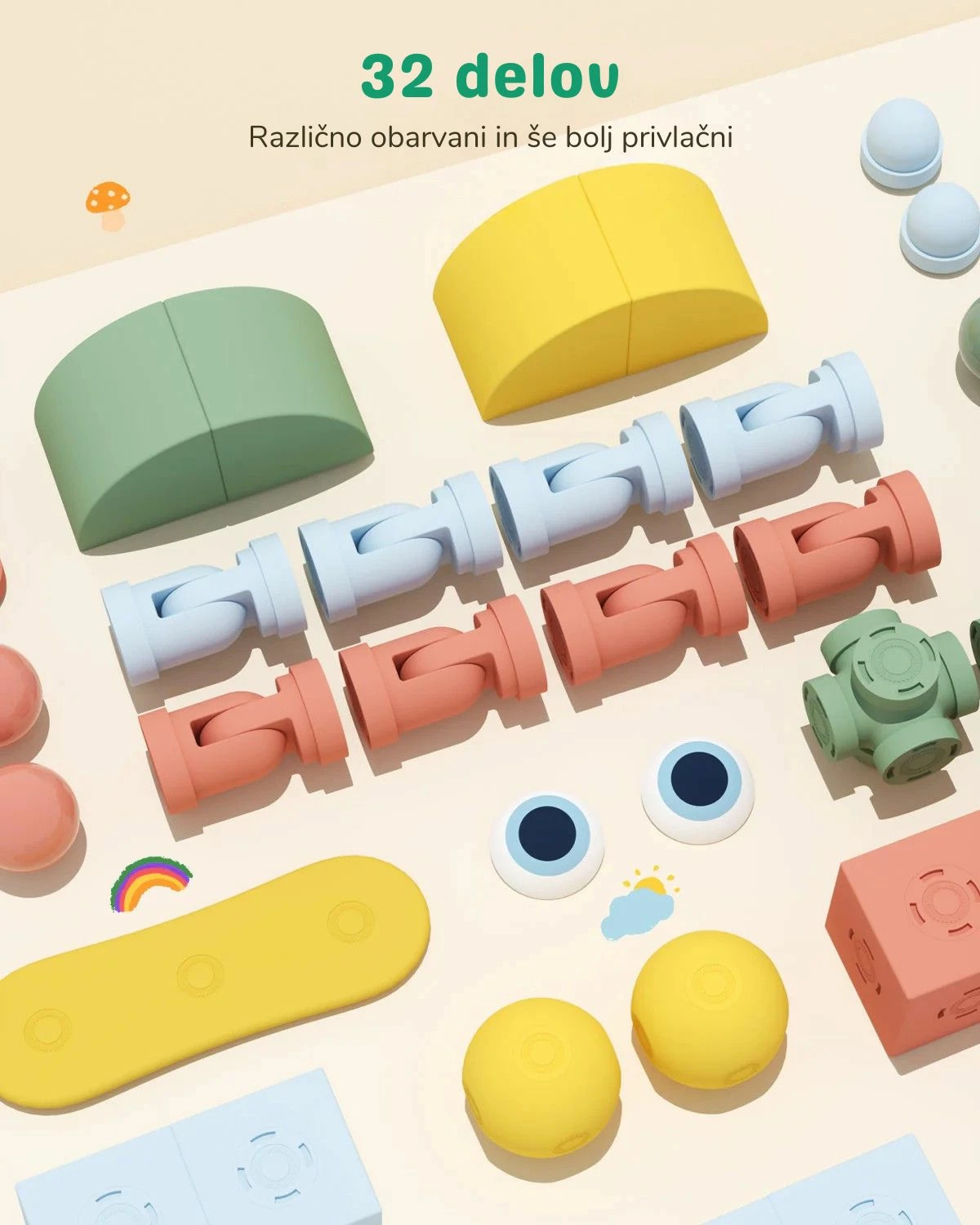 blloqe magnetike ndërtimi Magfun Zoo Creators, set 32 copë, figura kafshësh 3D, 3+ vjeç, shumëngjyrëshe