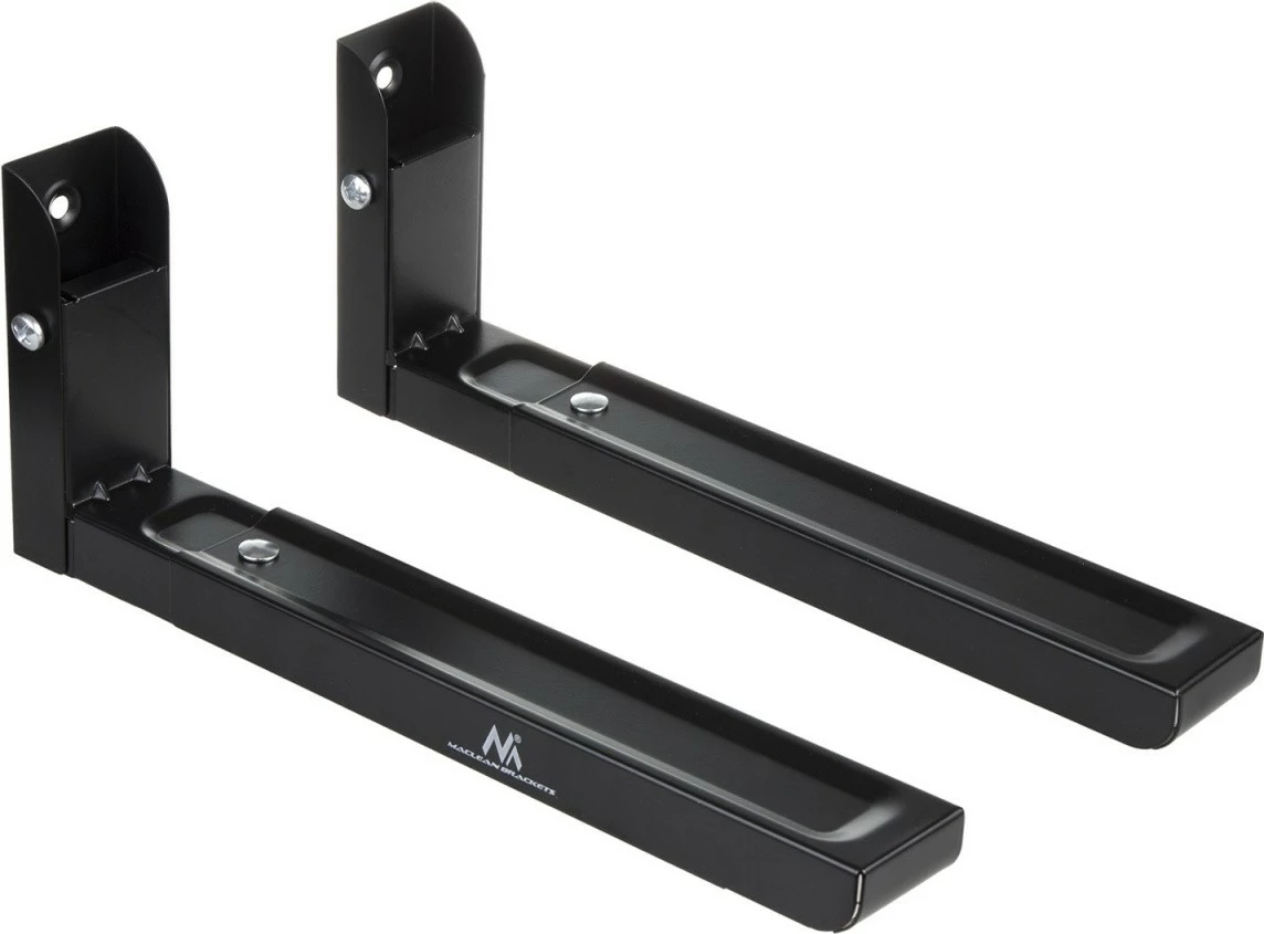 Mbajtës muror për mikrovalë, Maclean MC-915B, krahë të rregullueshëm 325–492 mm, kapacitet 30 kg, set 2 copë, e zezë