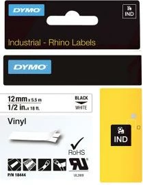 shirit etikete Dymo Rhino 18444 / S0718600 12mm x 5.5m vinyl, zi në bardhë, 1 copë